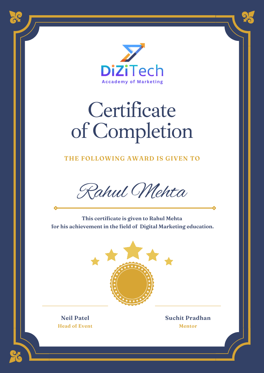 Dizitech Academy Certificate DiZiTech Academy Certificate